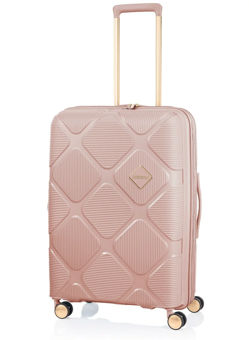 AMERICAN TOURISTER Instagon Suitcase, Check-In Size 69 cm / 25 inch, 4 Double Wheels, Hard Top, Polypropylene, Peach Blossom|DuoSaf™ Security Zipper|TSA 008 Lock|Optimov™ Shock Absorbing Wheels|Expandable - 3 Years International Warranty